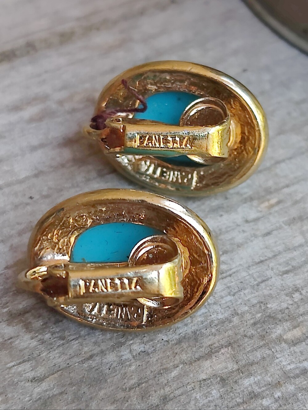 Vintage Panetta Signed Blue Robin's Egg Earrings - Picture 4 of 5